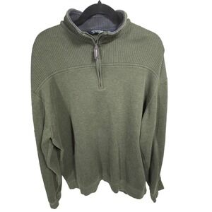Roundtree & Yorke Quarter Zip Sweater XL Mens Pima Cotton Ribbed Olive Green